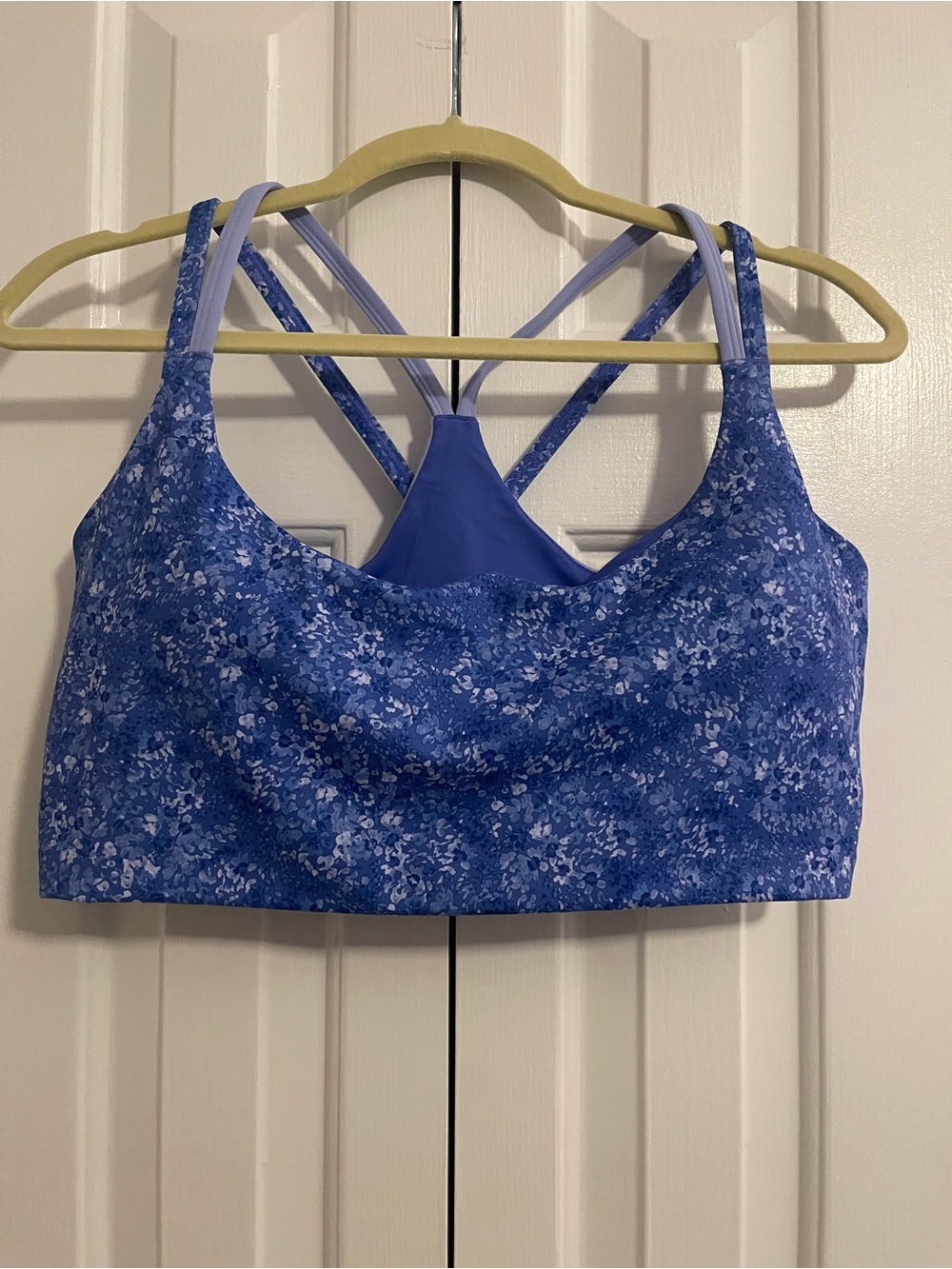 Fabletics Blue Floral Racerback Sports Bra
